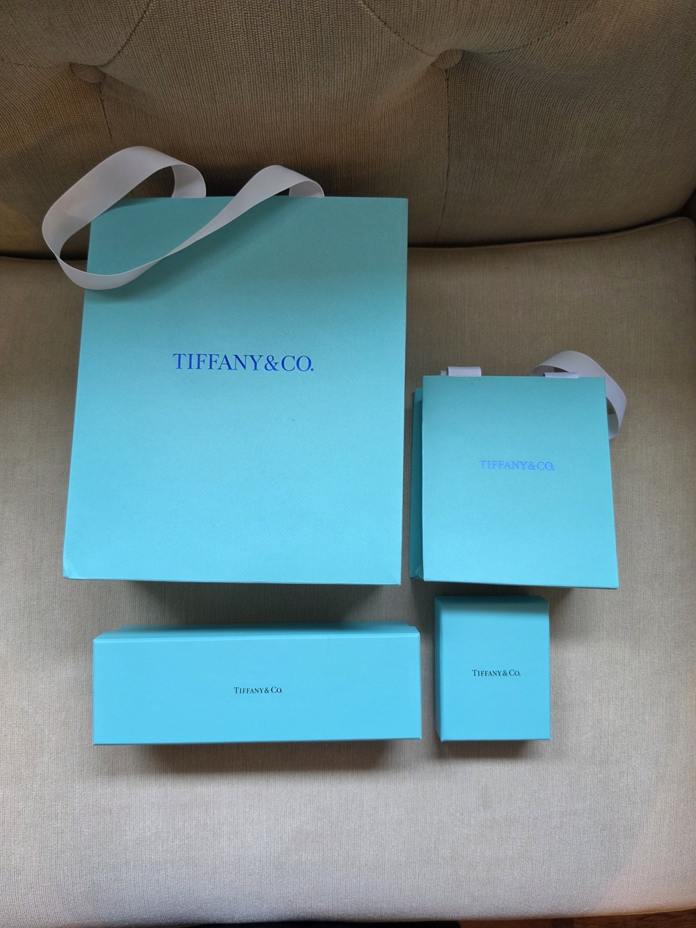 Tiffany & Co. Signature Blue Gift Boxes and Bag